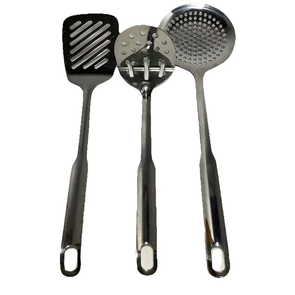 3 Pieces Kitchen Cooking‎ Utensils Set Stainless Steel Spoons Spatula Rice Spoon